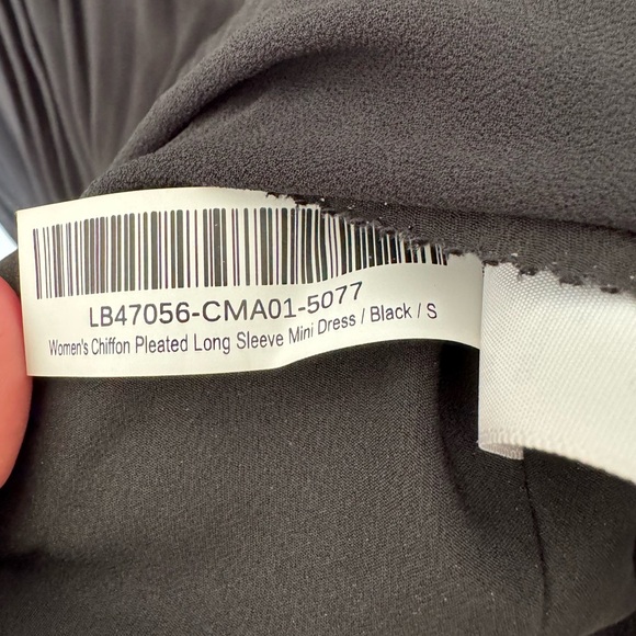 Quince Chiffon Pleated Long Sleeve Mini Dress in Black Size Small - Picture 9 of 13